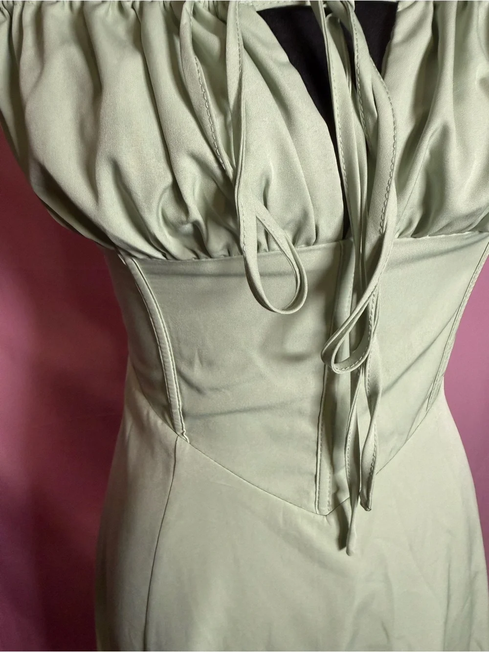 Women’s Sleeveless Corset-Style Maxi Dress in Sage Green